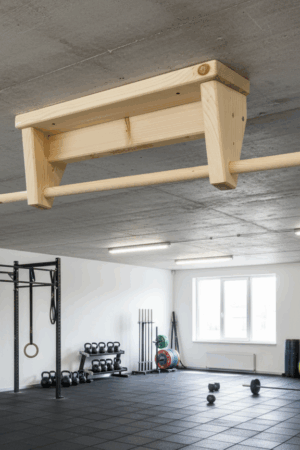 Klimmzugstange aus Holz zur Deckenmontage